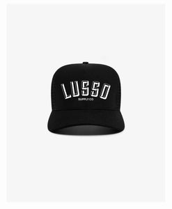 LUSSO 3D BLOCK 5PANEL TRUCKER SNAPBACK / pre-curved brim (NERO)